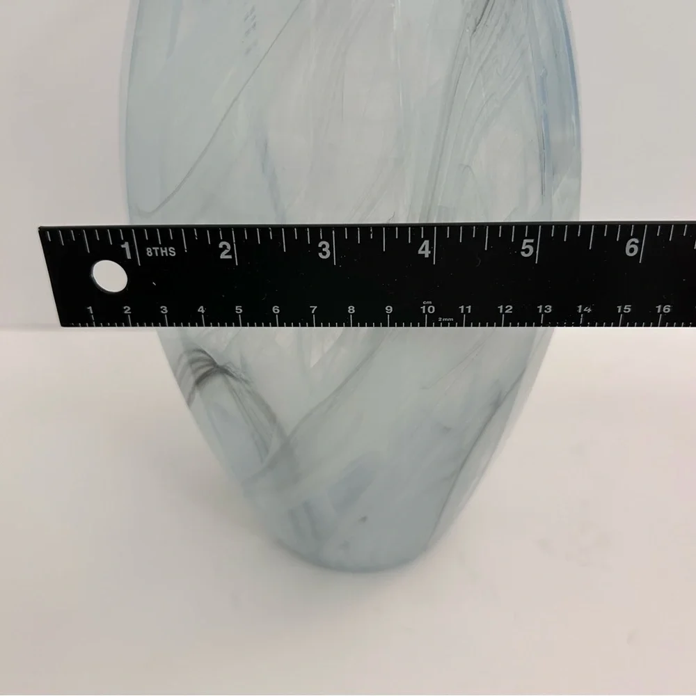 Vintage LUX Italian Glass Vase Vetreria Operaia  Blue Swirl 12” Art Glass Vase - Picture 14 of 14